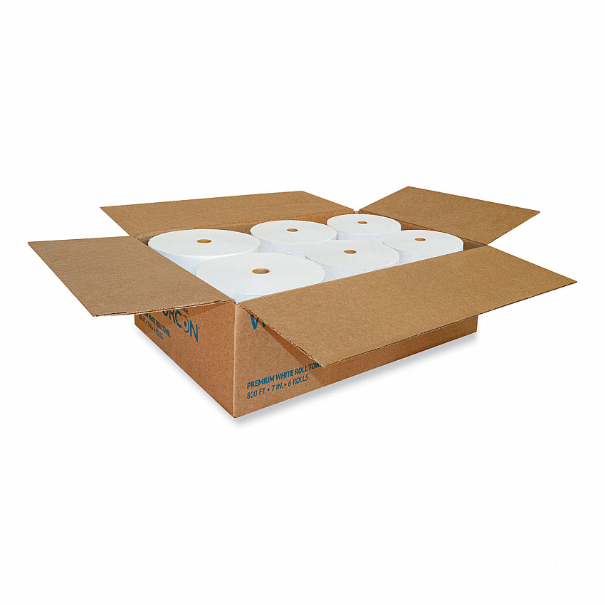 Valay Proprietary Roll Towels, 1-Ply, 7" x 800 ft, White, 6 Rolls/Carton (VW444)