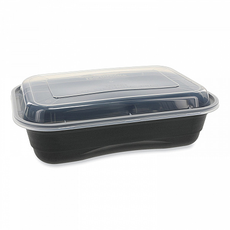 EarthChoice Versa2Go Microwaveable Container, 36 oz, 8.4 x 5.6 x 2, Black/Clear, Plastic, 150/Carton (NV2GRT3688B)