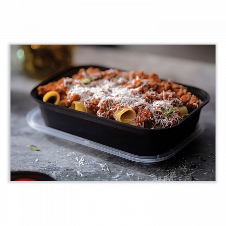 EarthChoice Versa2Go Microwaveable Container, 36 oz, 8.4 x 5.6 x 2, Black/Clear, Plastic, 150/Carton (NV2GRT3688B)