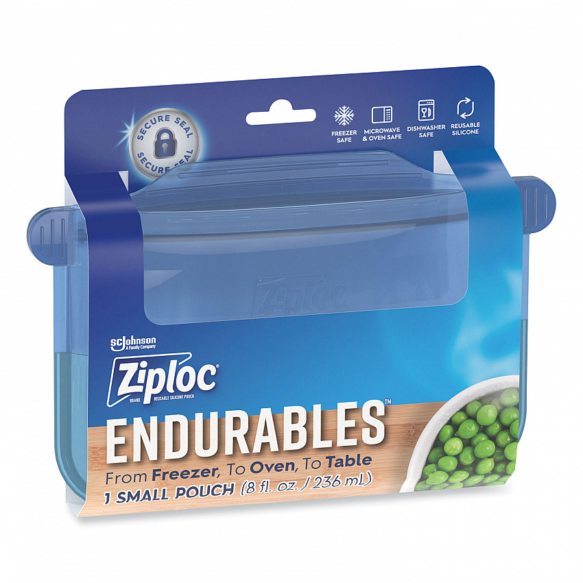 Endurables Silicone Pouches, Small, 8 oz, 7.4" x 5.9", Clear, 8/Carton (339965)