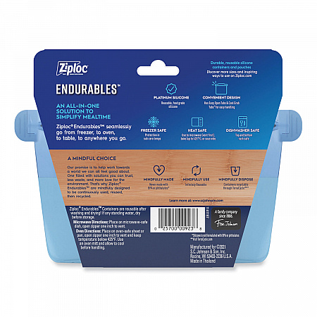 Endurables Resusable Silicone Container, 2 Cups, 4.4 x 3.6 x 6.7, Clear, 4/Carton (339968)