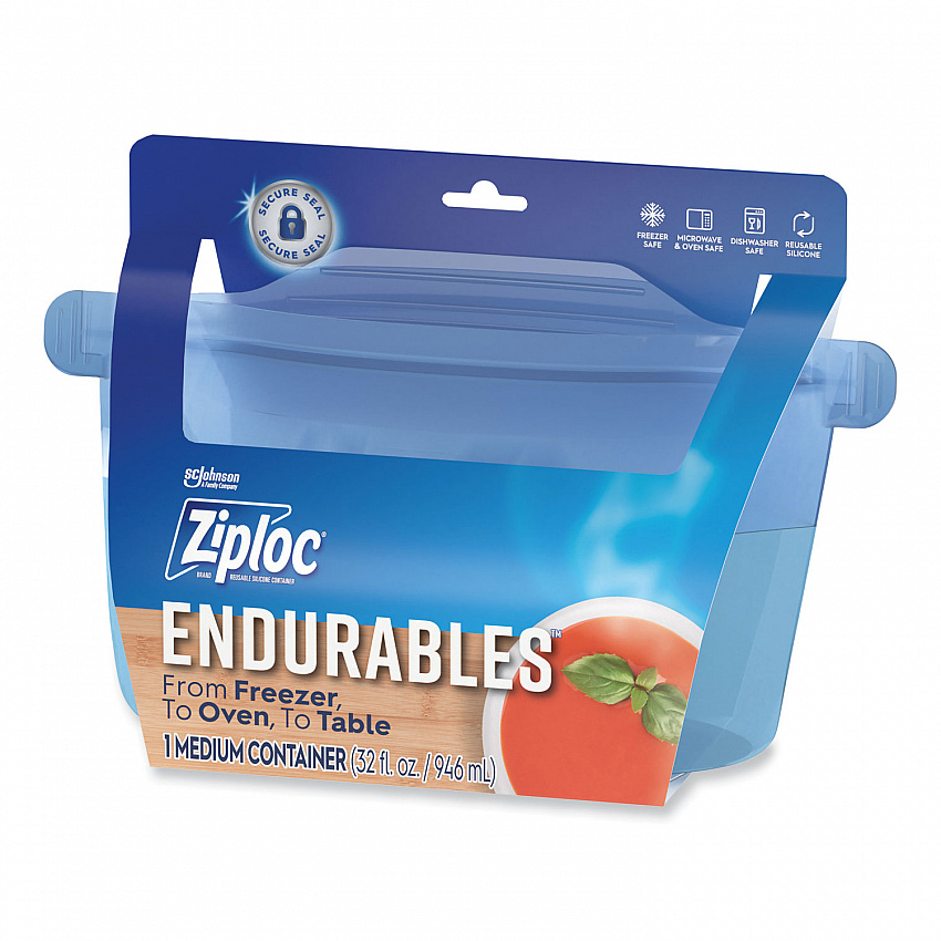 Endurables Resusable Silicone Container, 4 Cups, 5.4 x 4.5 x 8.4, Clear, 4/Carton (339969)