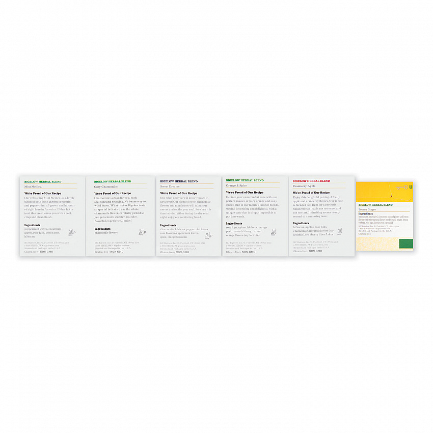 Assorted Herbal Tea Bags, Six Flavors, 28/Box, 168/Carton (17578)
