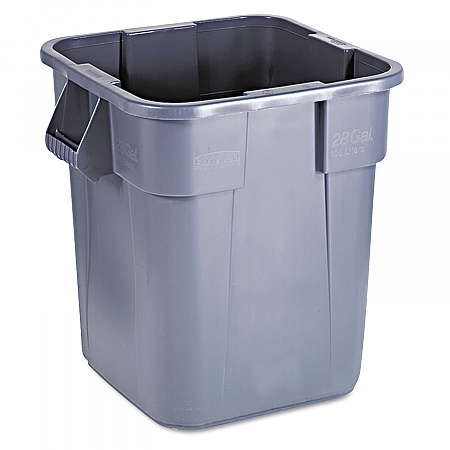 Square Brute Container, 28 gal, Polyethylene, Gray (352600GY)