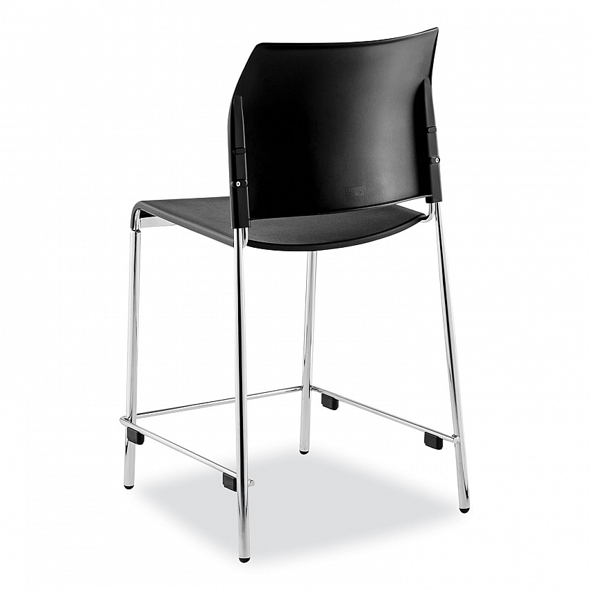 Cafetorium Counter Height Stool, Supports Up to 300 lb, 24" Seat Height, Black Seat, Black Back, Chrome Base (8810C1110)