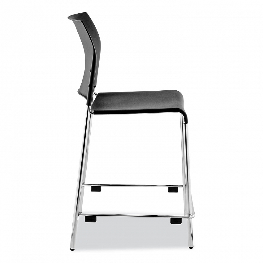 Cafetorium Counter Height Stool, Supports Up to 300 lb, 24" Seat Height, Black Seat, Black Back, Chrome Base (8810C1110)