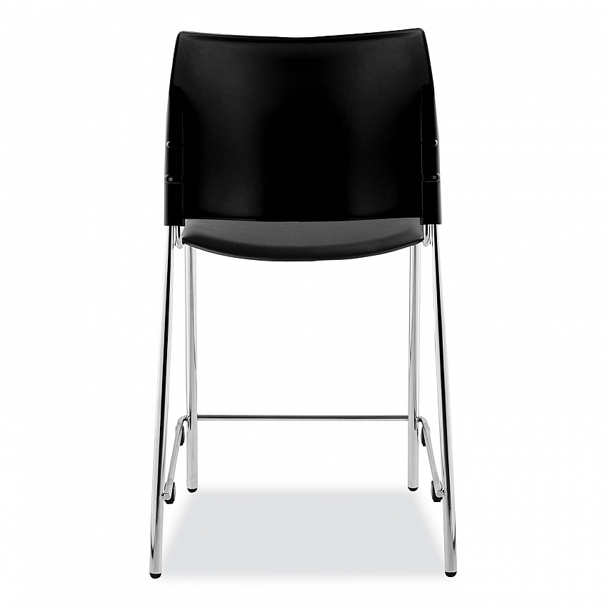 Cafetorium Counter Height Stool, Padded, Supports Up to 300 lb, 24" Seat Height, Black Seat, Black Back, Chrome Base (8710C1110)