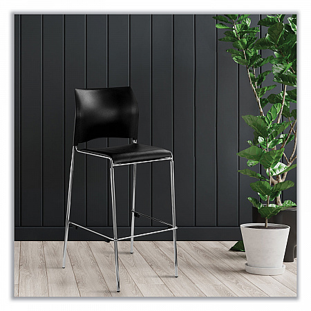 Cafetorium Bar Height Stool, Padded Seat/Back, Supports Up to 500 lb, 31
