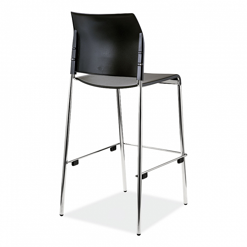 Cafetorium Bar Height Stool, Supports Up to 500 lb, 31" Seat Height, Black Seat, Black Back, Chrome Base (8810B1110)