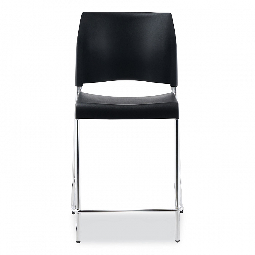 Cafetorium Counter Height Stool, Supports Up to 300 lb, 24" Seat Height, Black Seat, Black Back, Chrome Base (8810C1110)