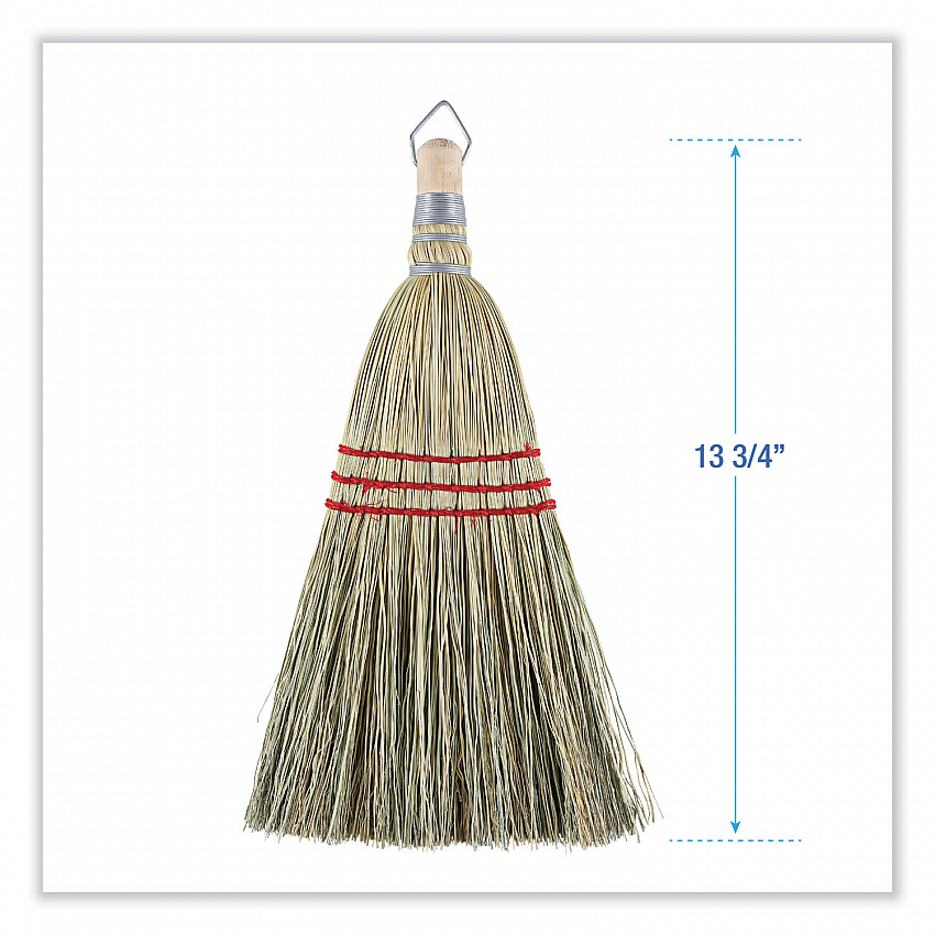 Corn Whisk Broom, Corn Fiber Bristles, 9" Bristle Length, Yellow, 12/Carton (951WC)