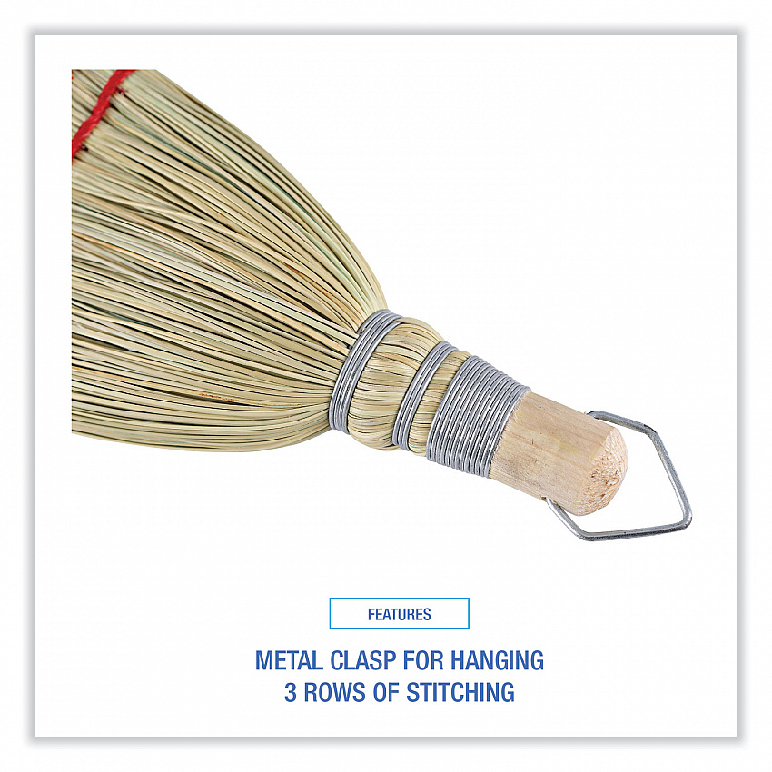 Corn Whisk Broom, Corn Fiber Bristles, 9" Bristle Length, Yellow, 12/Carton (951WC)