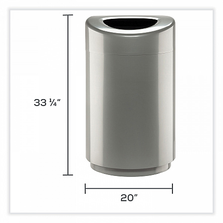 Open Top Round Waste Receptacle, 30 gal, Steel, Silver (9920SL)