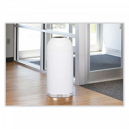 Open Top Dome Receptacle, 15 gal, Steel, White (9639WH)