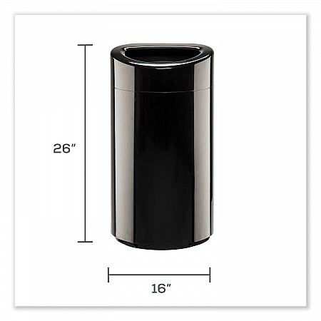 Open Top Oval Waste Receptacle, 14 gal, Steel, Black (9921BL)