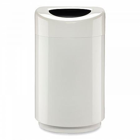 Open Top Round Waste Receptacle, 30 gal, Steel, White (9920WH)
