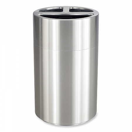 Triple Recycling Receptacle, 40 gal, Steel, Brushed Aluminum (9941SS)