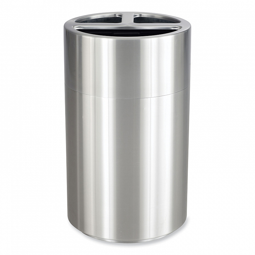 Triple Recycling Receptacle, 40 gal, Steel, Brushed Aluminum (9941SS)