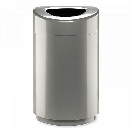 Open Top Round Waste Receptacle, 30 gal, Steel, Silver (9920SL)