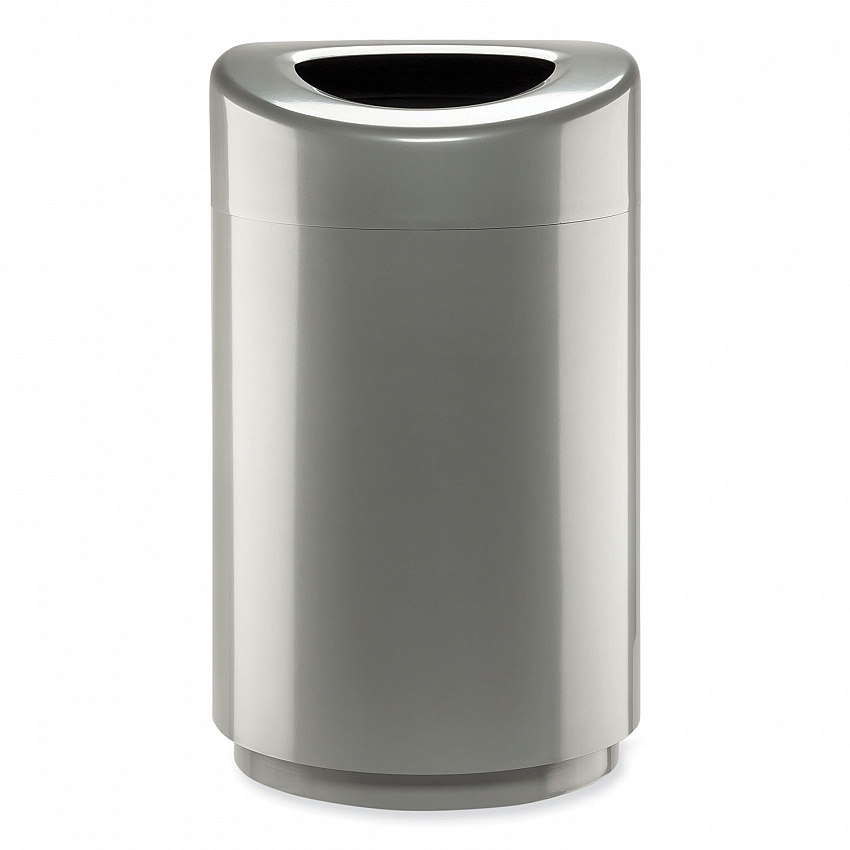 Open Top Round Waste Receptacle, 30 gal, Steel, Silver (9920SL)