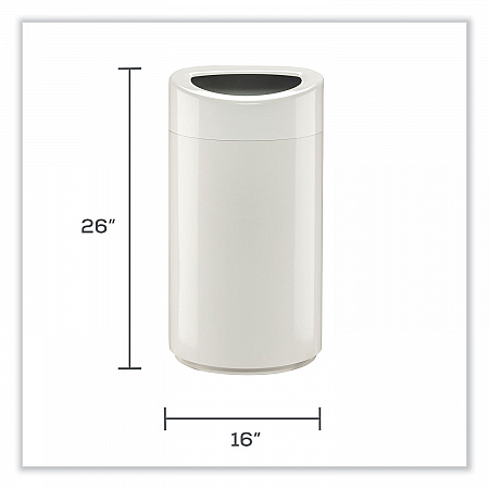 Open Top Oval Waste Receptacle, 14 gal, Steel, White (9921WH)