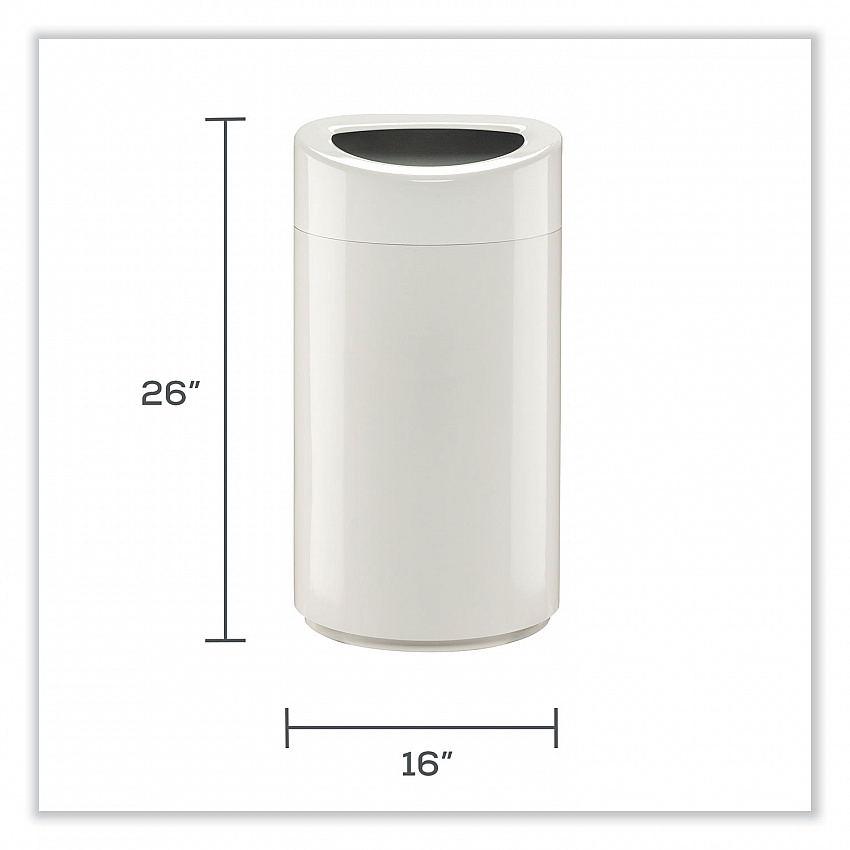 Open Top Oval Waste Receptacle, 14 gal, Steel, White (9921WH)