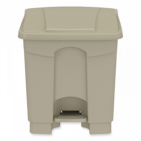Plastic Step-On Receptacle, 8 gal, Metal, Tan (9924TN)