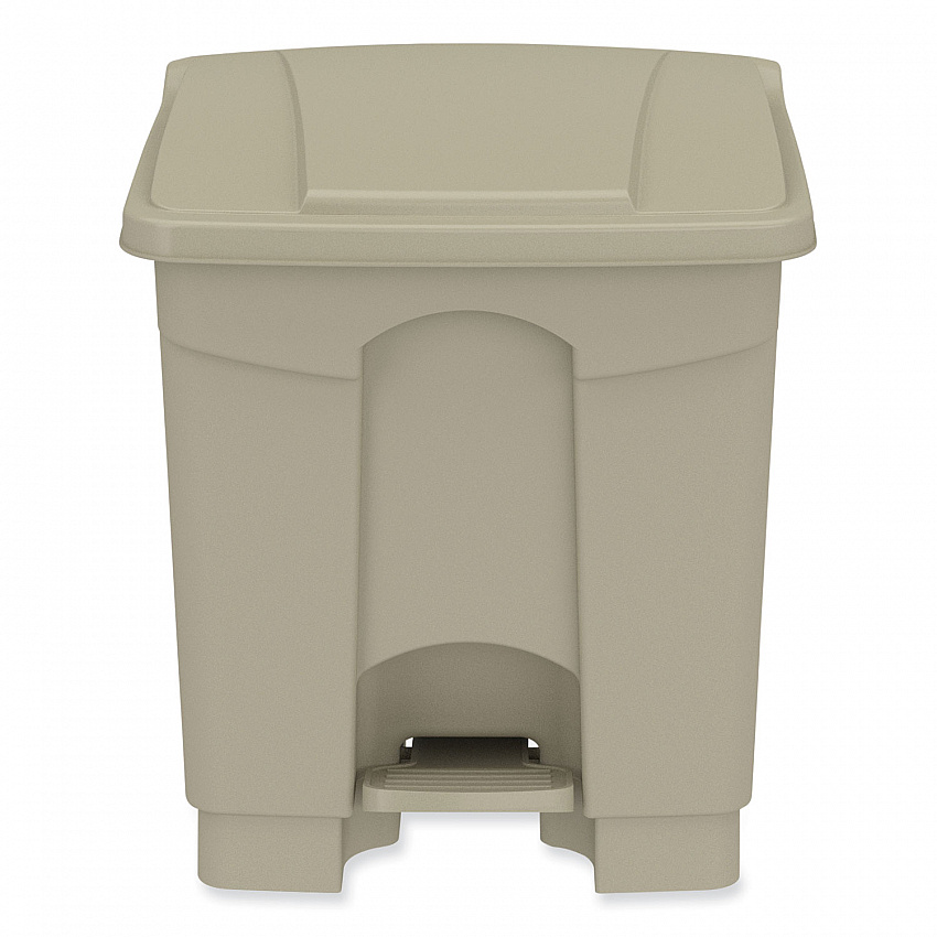 Plastic Step-On Receptacle, 8 gal, Metal, Tan (9924TN)
