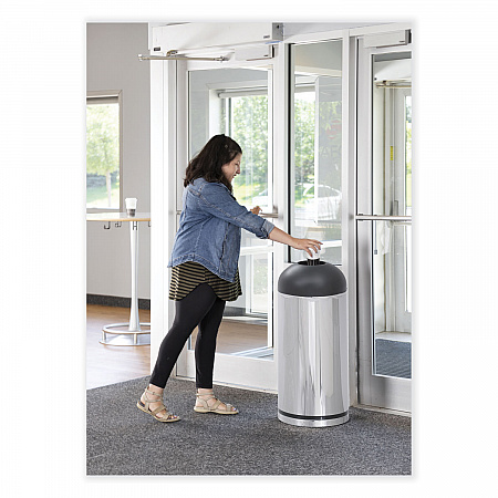 Waste Receptacle, 15 gal, Steel, Stainless Steel/Black (9871)
