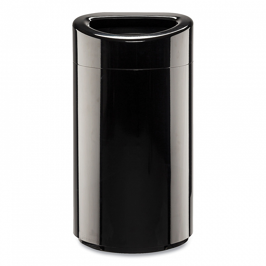 Open Top Oval Waste Receptacle, 14 gal, Steel, Black (9921BL)
