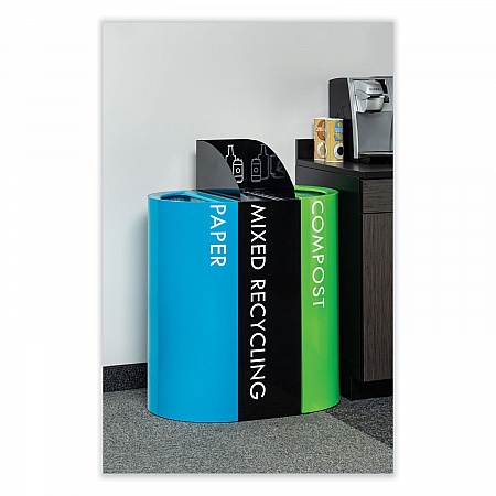 Mixx Recycling Center Rectangular Receptacle, 29 gal, Steel, Black (9448BL)