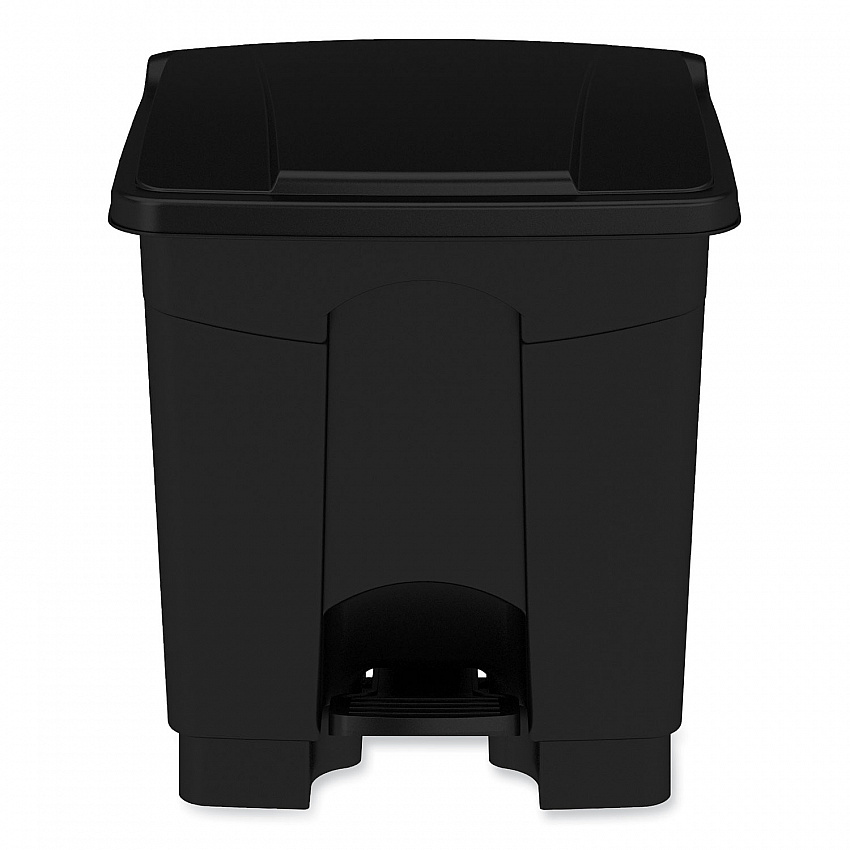 Plastic Step-On Receptacle, 8 gal, Metal, Black (9924BL)