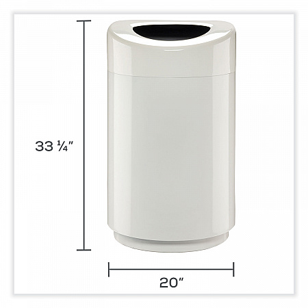 Open Top Round Waste Receptacle, 30 gal, Steel, White (9920WH)