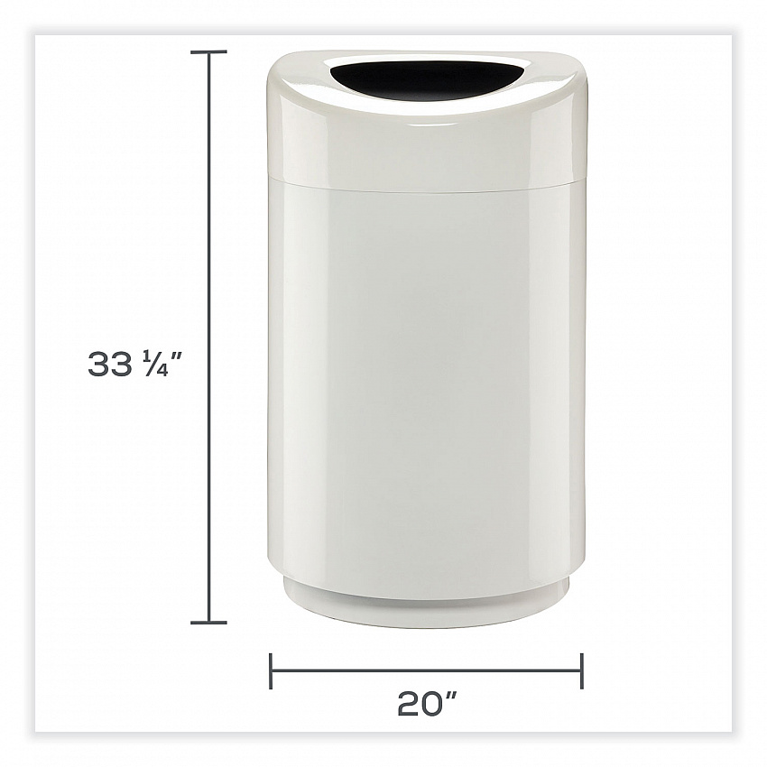 Open Top Round Waste Receptacle, 30 gal, Steel, White (9920WH)