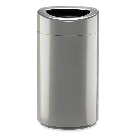Open Top Oval Waste Receptacle, 14 gal, Steel, Silver (9921SL)