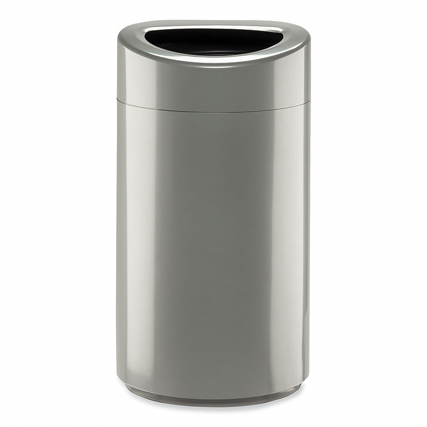 Open Top Oval Waste Receptacle, 14 gal, Steel, Silver (9921SL)