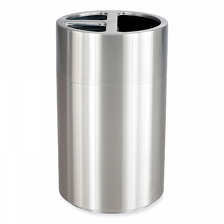 Triple Recycling Receptacle, 40 gal, Steel, Brushed Aluminum (9941SS)