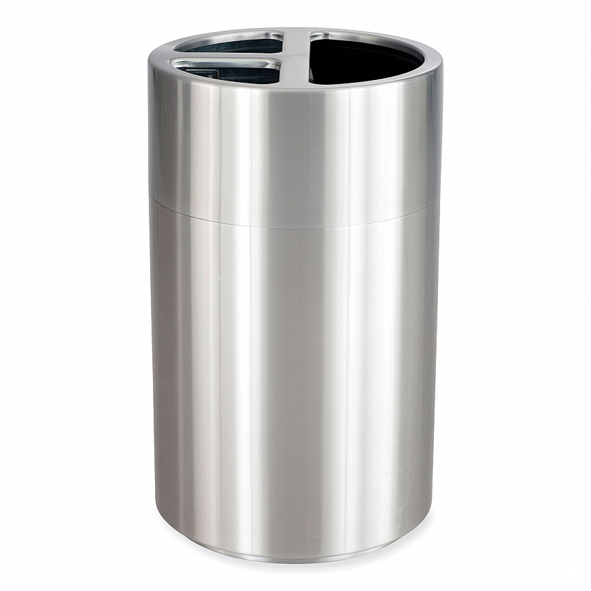 Triple Recycling Receptacle, 40 gal, Steel, Brushed Aluminum (9941SS)
