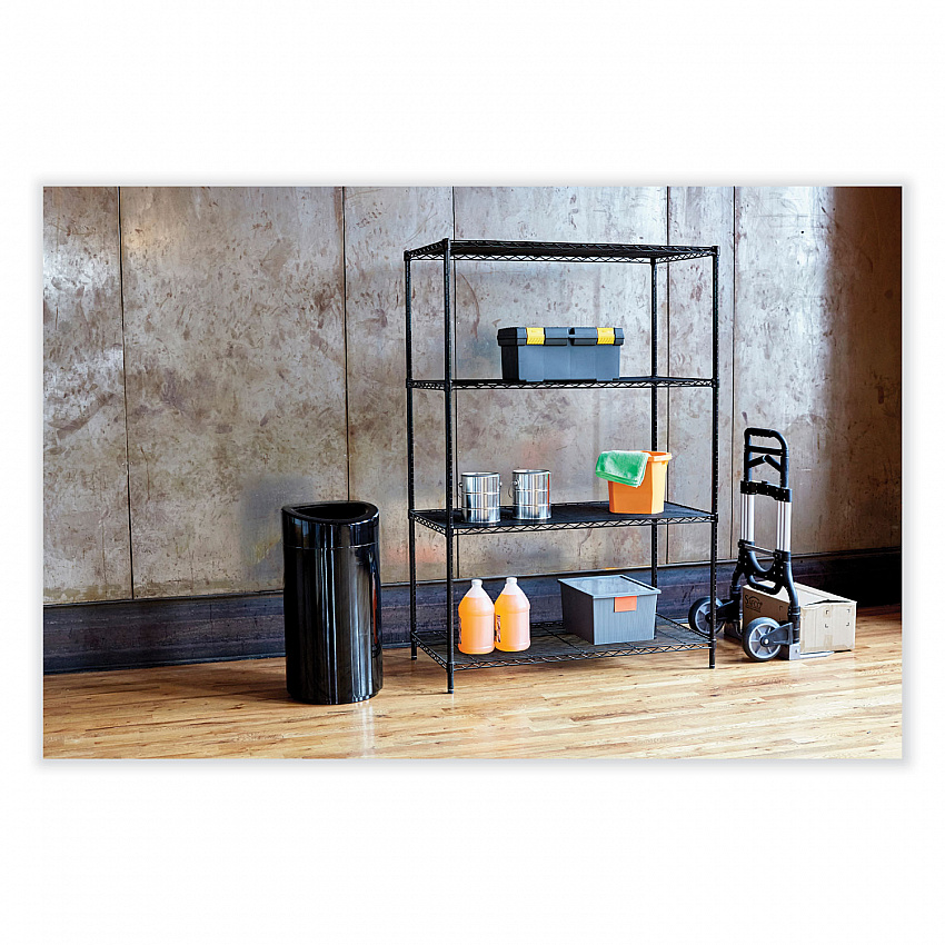 Open Top Oval Waste Receptacle, 14 gal, Steel, Black (9921BL)