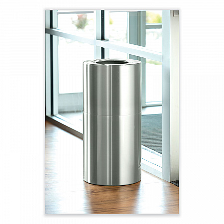 Single Recycling Receptacle, 20 gal, Steel, Brushed Aluminum (9942SS)