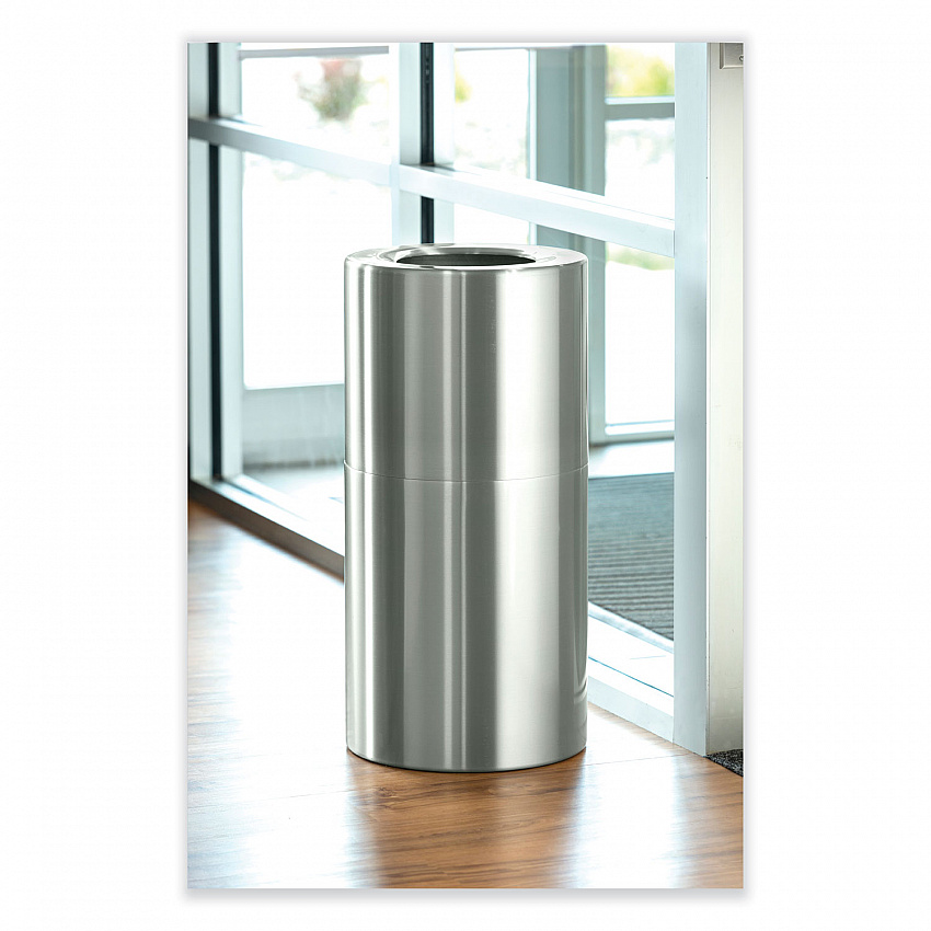 Single Recycling Receptacle, 20 gal, Steel, Brushed Aluminum (9942SS)