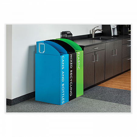 Mixx Recycling Center Rectangular Receptacle, 29 gal, Steel, Green (9448GN)