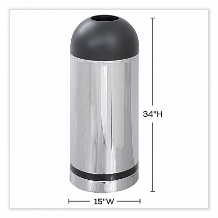 Waste Receptacle, 15 gal, Steel, Stainless Steel/Black (9871)