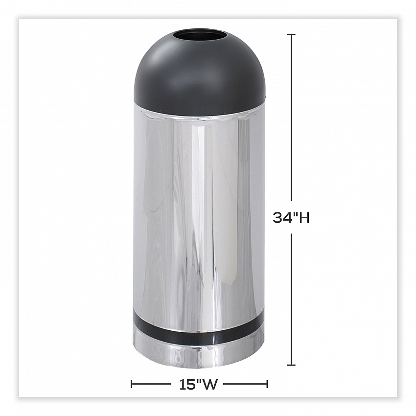 Waste Receptacle, 15 gal, Steel, Stainless Steel/Black (9871)