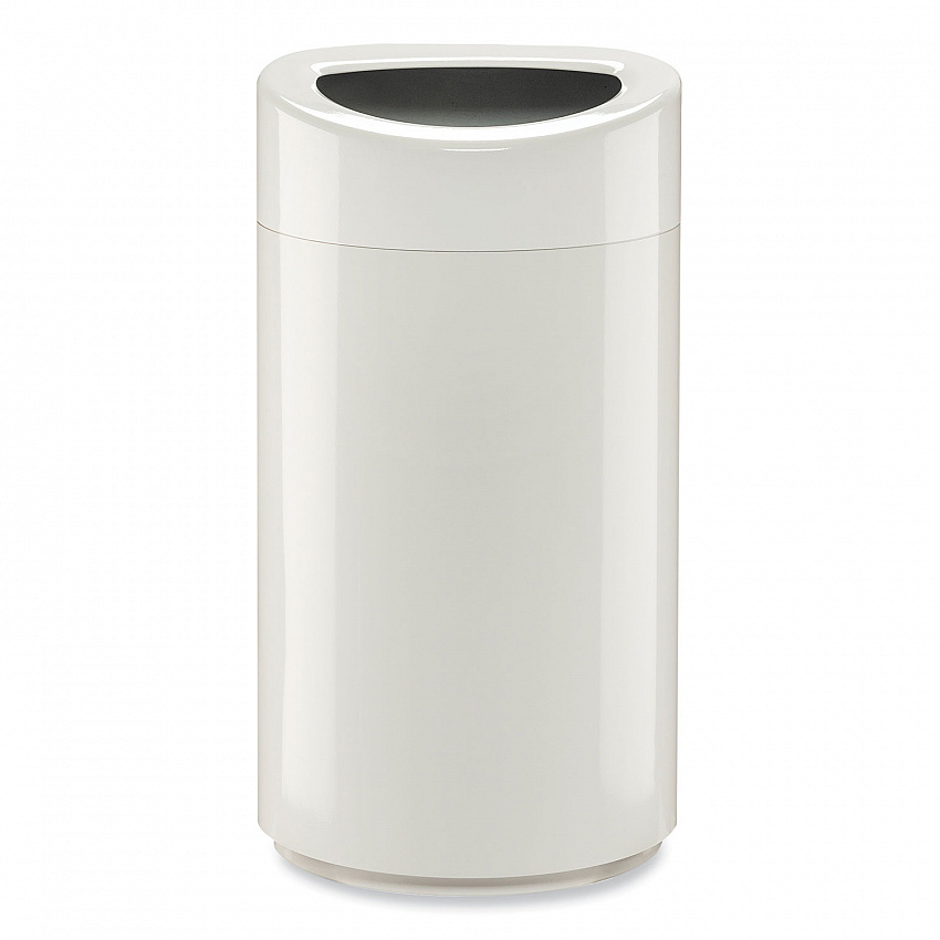 Open Top Oval Waste Receptacle, 14 gal, Steel, White (9921WH)