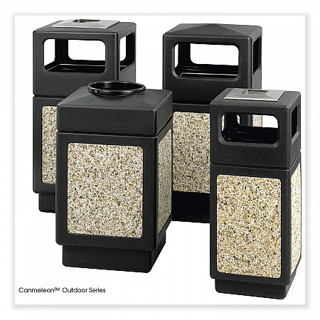 Canmeleon Aggregate Panel Receptacles, Top-Open, 38 gal, Polyethylene, Black (9471NC)