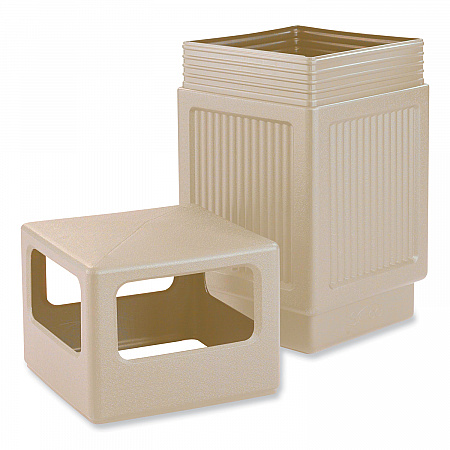 Canmeleon Recessed Panel Receptacles, Side-Open, 38 gal, Polyethylene, Tan (9476TN)