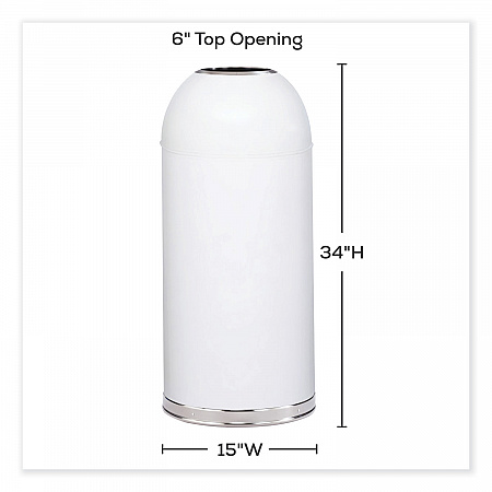 Open Top Dome Receptacle, 15 gal, Steel, White (9639WH)
