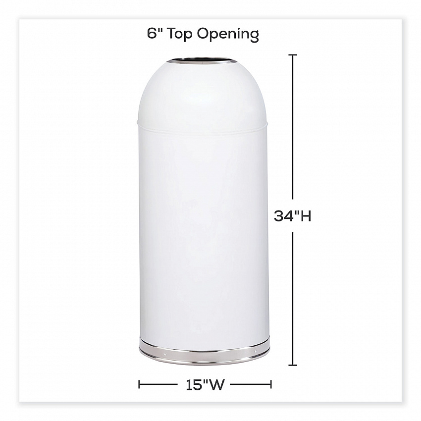 Open Top Dome Receptacle, 15 gal, Steel, White (9639WH)