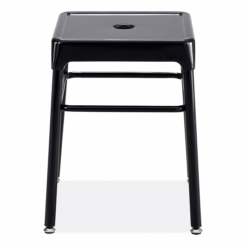 Steel GuestBistro Stool, Backless, Supports Up to 250 lb, 18" Seat Height, Black Seat, Black Base (6604BL)